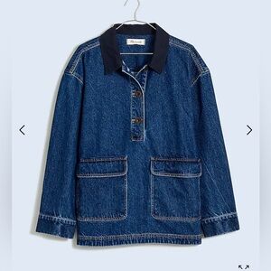 Madewell Denim Oversized Pullover Jacket in Willmont Wash
